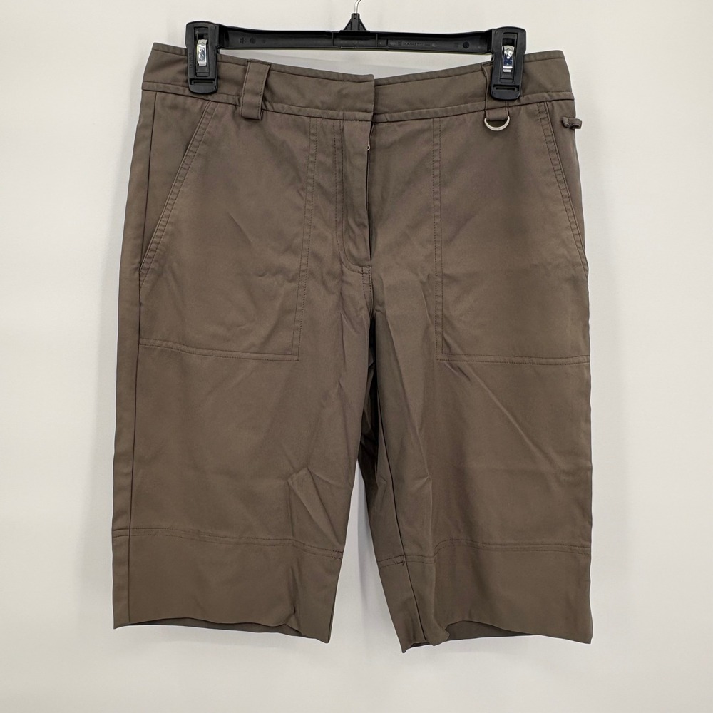 Lija Womens Olive Brown Technical Golf Shorts Size 6 Made in Canada Long Length